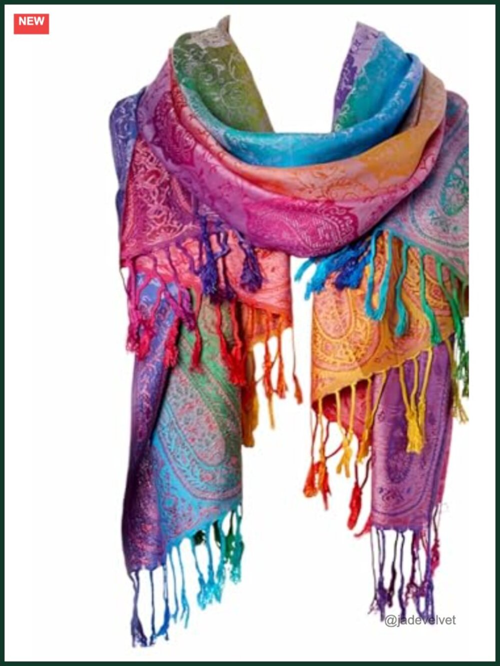 Bohemian Travel Scarf Vintage Floral 200x65cm Reversible Jacquard Wrap